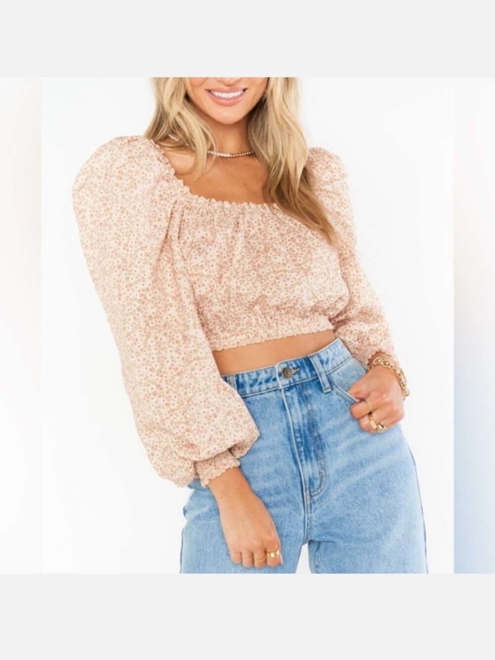 Show Me Your Mumu Suzanna Crochet Trim Floral Crop Top Size Small
